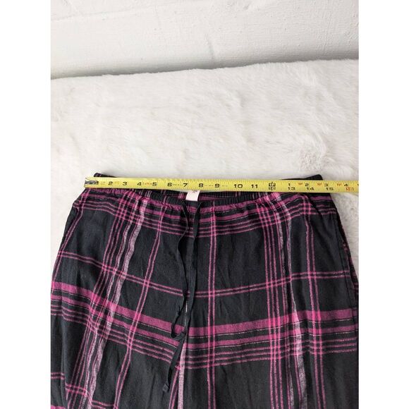 Victorias‎ Secret Shimmer Cotton Flannel Long Sleeve Pajama Set Black Pink Plaid - Picture 9 of 13